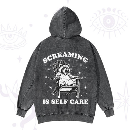 Purplehecate Screaming is Self Care Washed Hoodie