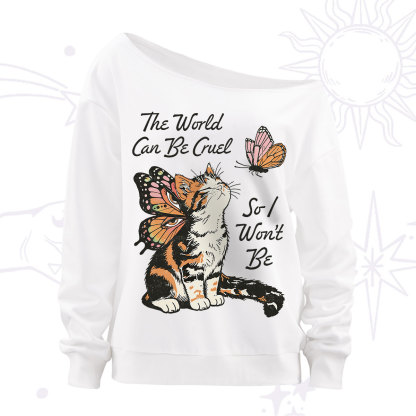 Purplehecate The World Can Be Cruel So I Won't Be Off The Shoulder Sweatshirt
