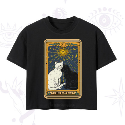 Purplehecate The Lovers Cat Tarot Card Crop T-Shirt