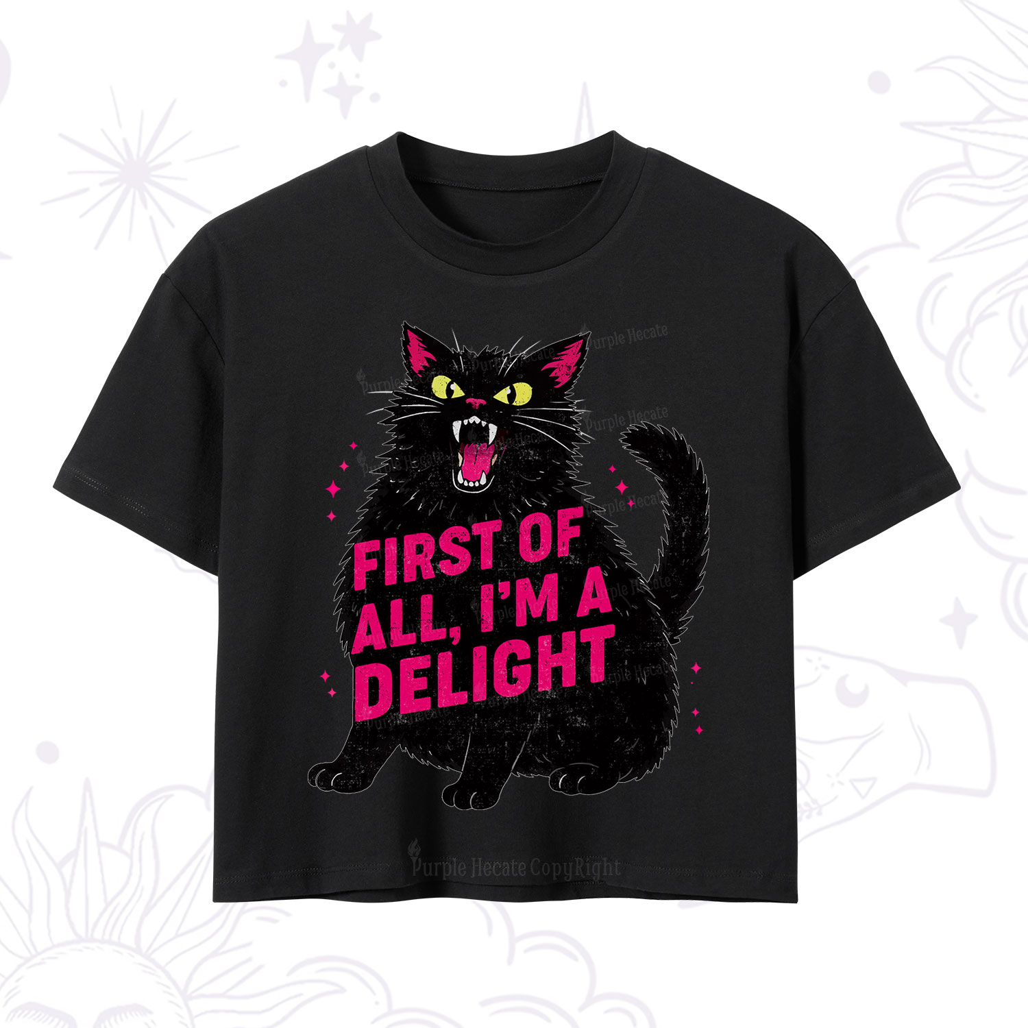 Purplehecate First Of All I'm A Delight Cat Crop T-Shirt