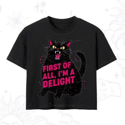 Purplehecate First Of All I'm A Delight Cat Crop T-Shirt