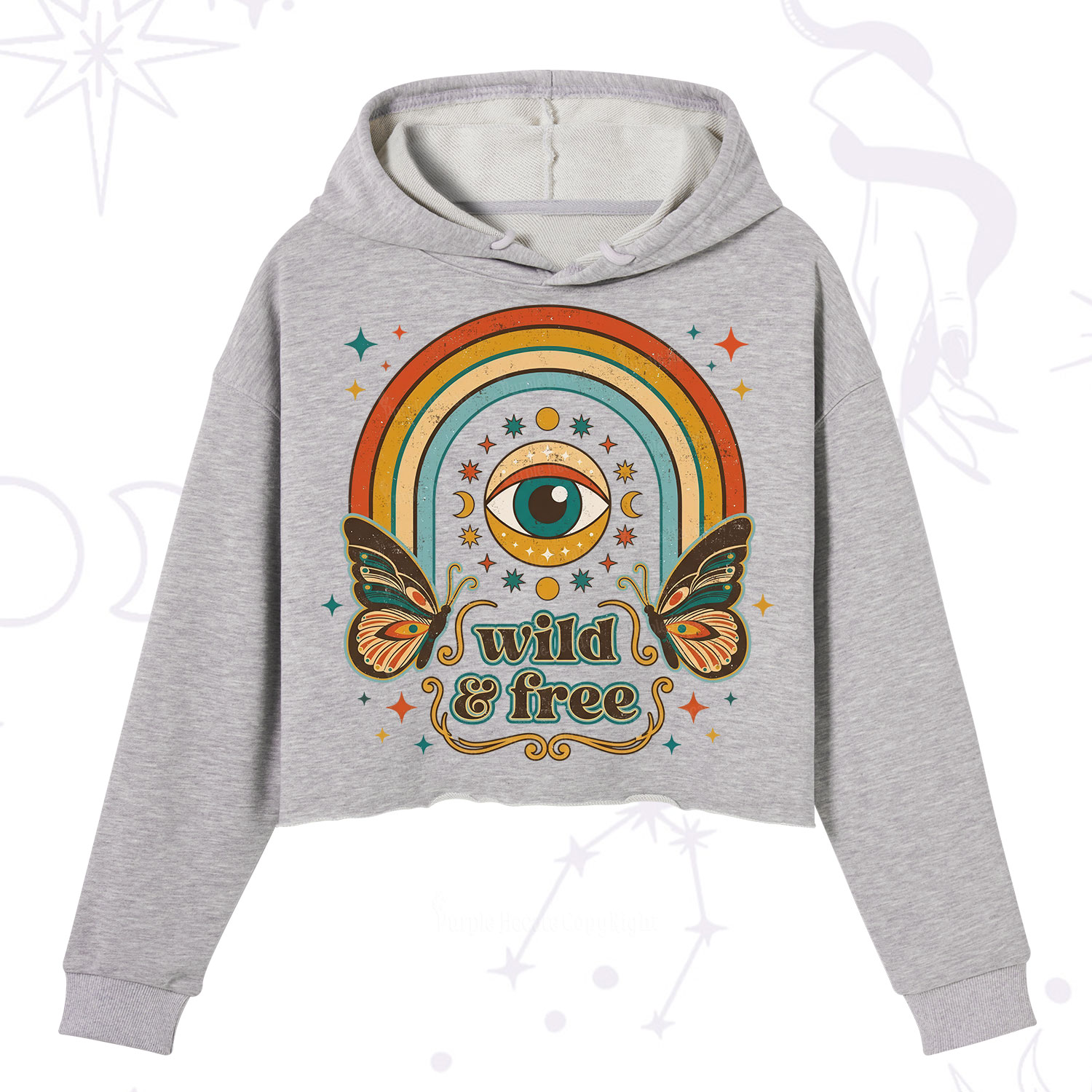 Purplehecate Wild And Free Crop Hoodie