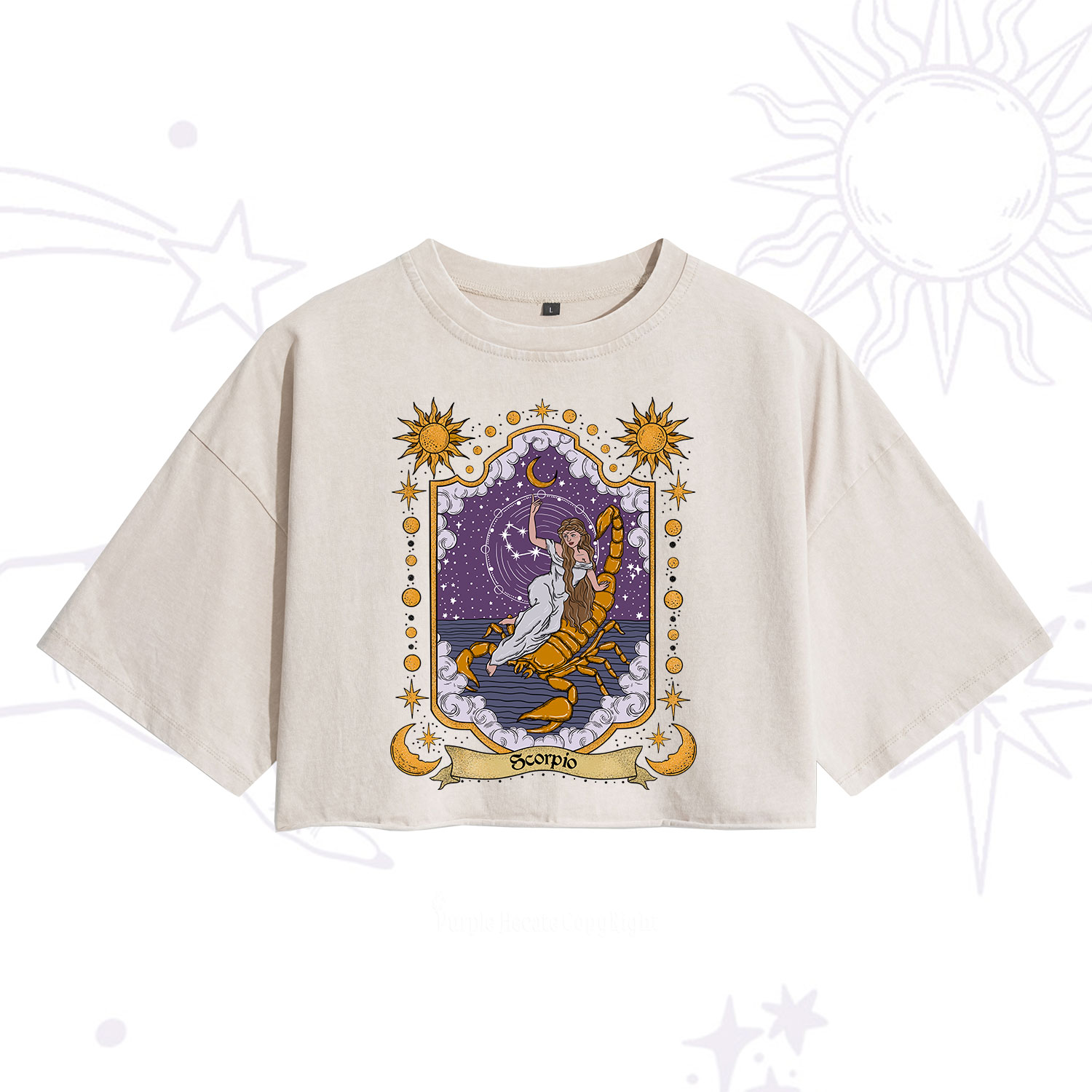 Purplehecate Scorpio Zodiac Washed Cropped T-Shirt