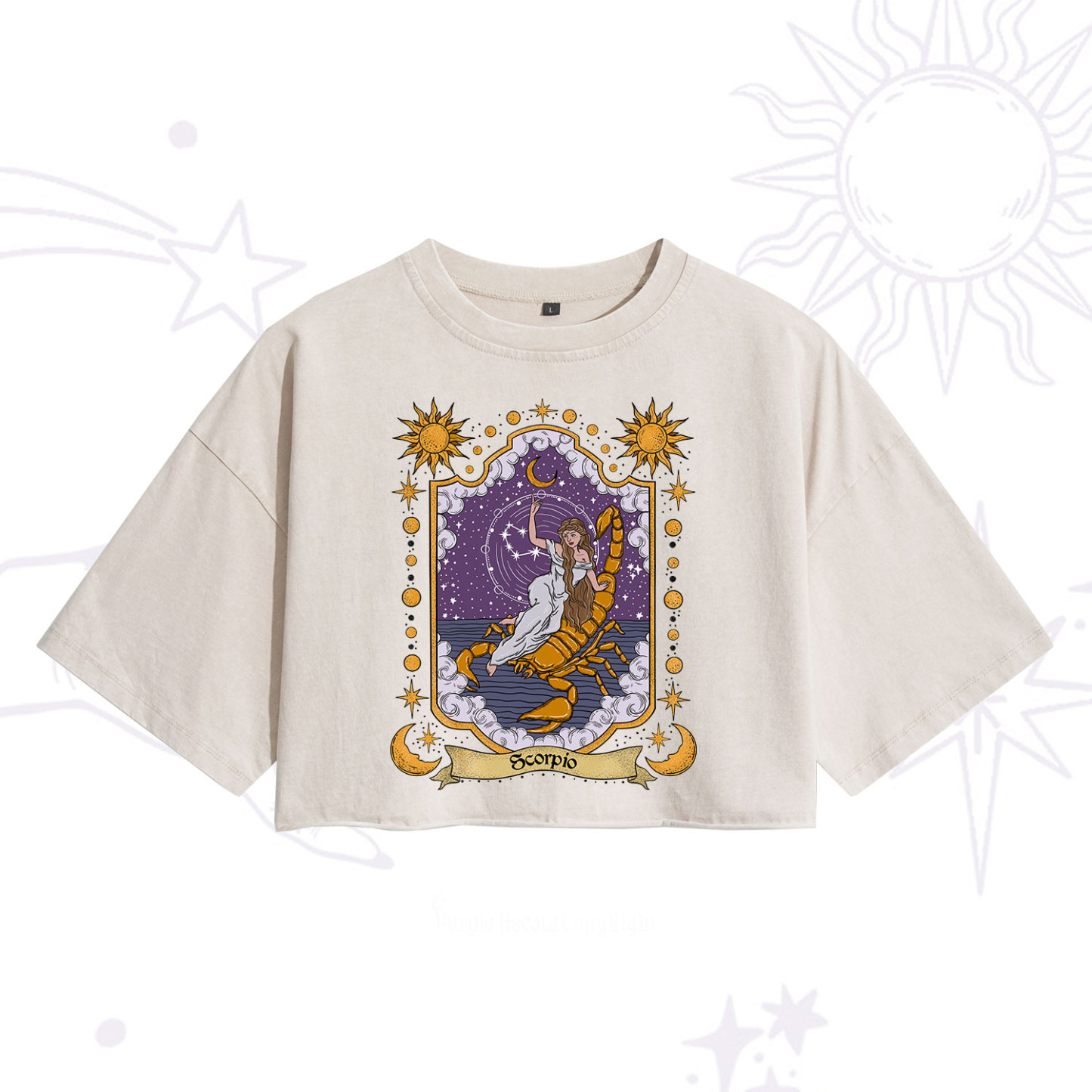 Purplehecate Scorpio Zodiac Washed Cropped T-Shirt