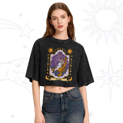 Purplehecate Scorpio Zodiac Washed Cropped T-Shirt