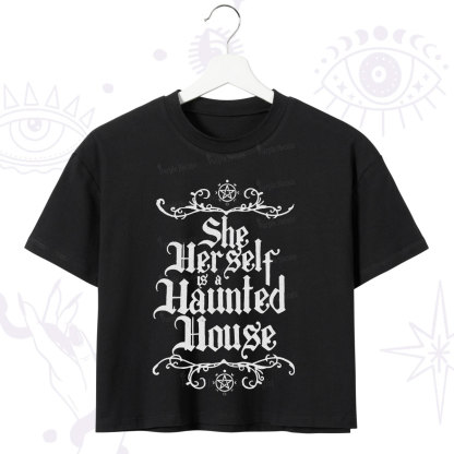Purplehecate She Herself is a Haunted House Crop T-Shirt