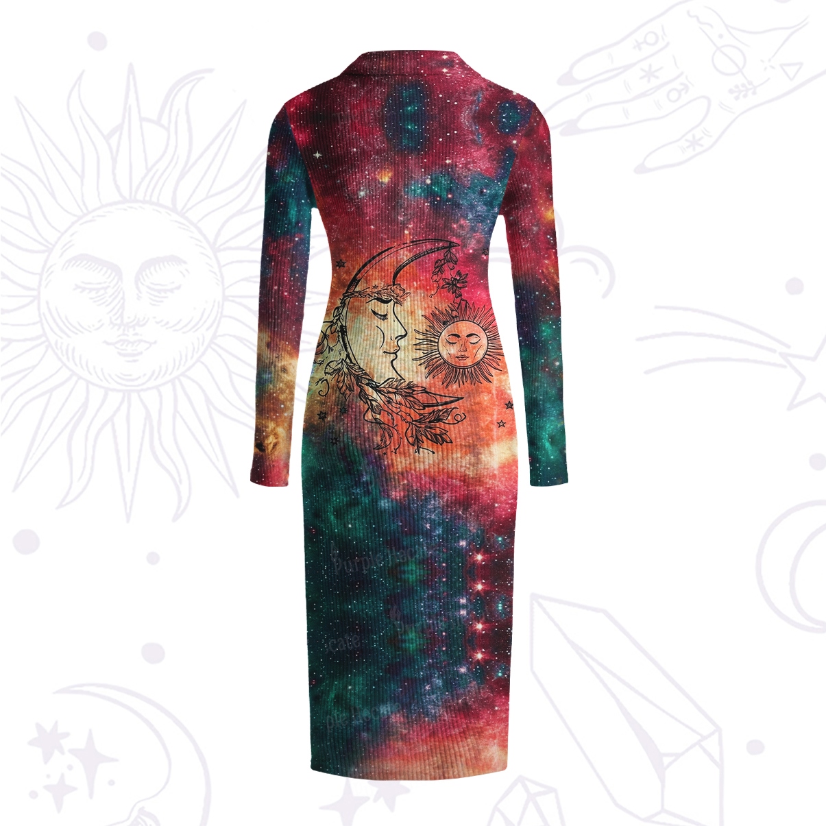 Purplehecate Sun Moon Dreams Ribbed Knit Dress