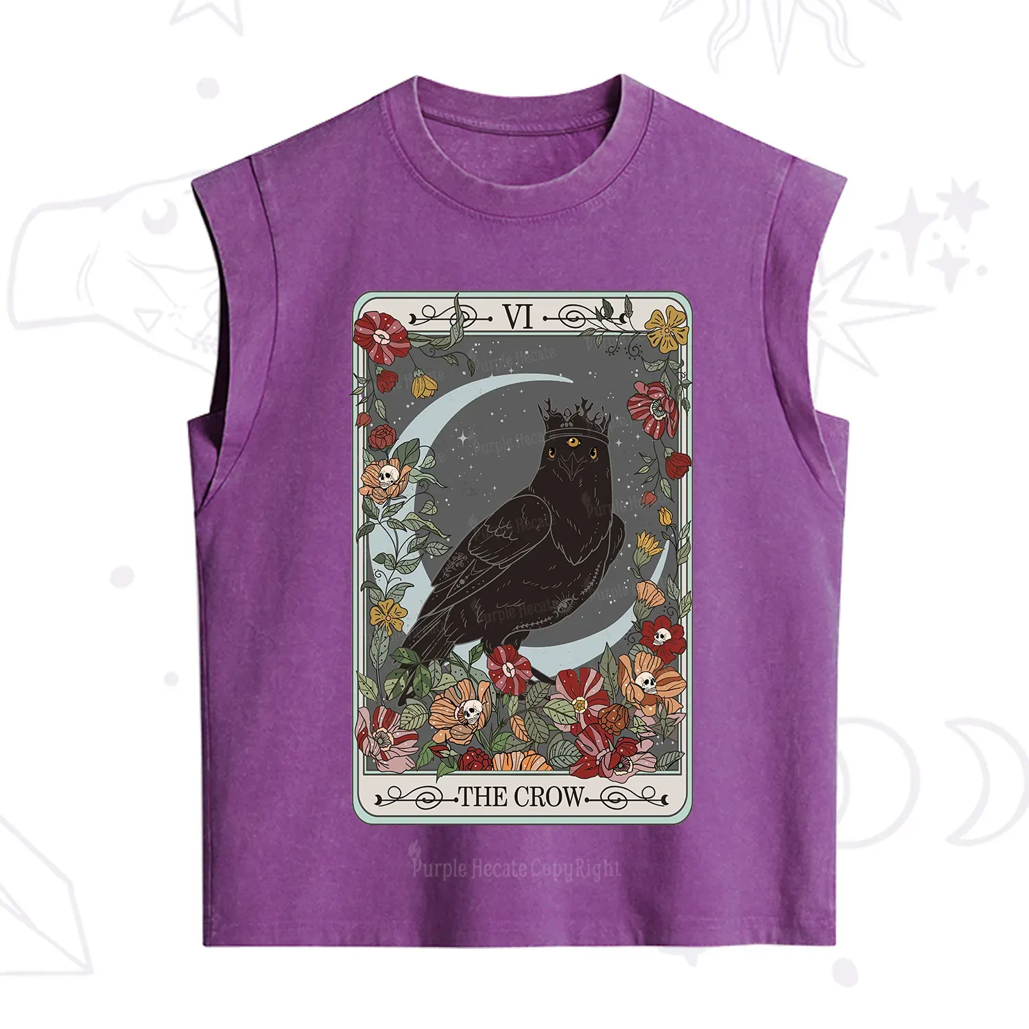 Purplehecate The Crow Tarot Card Vintage Washed Tank