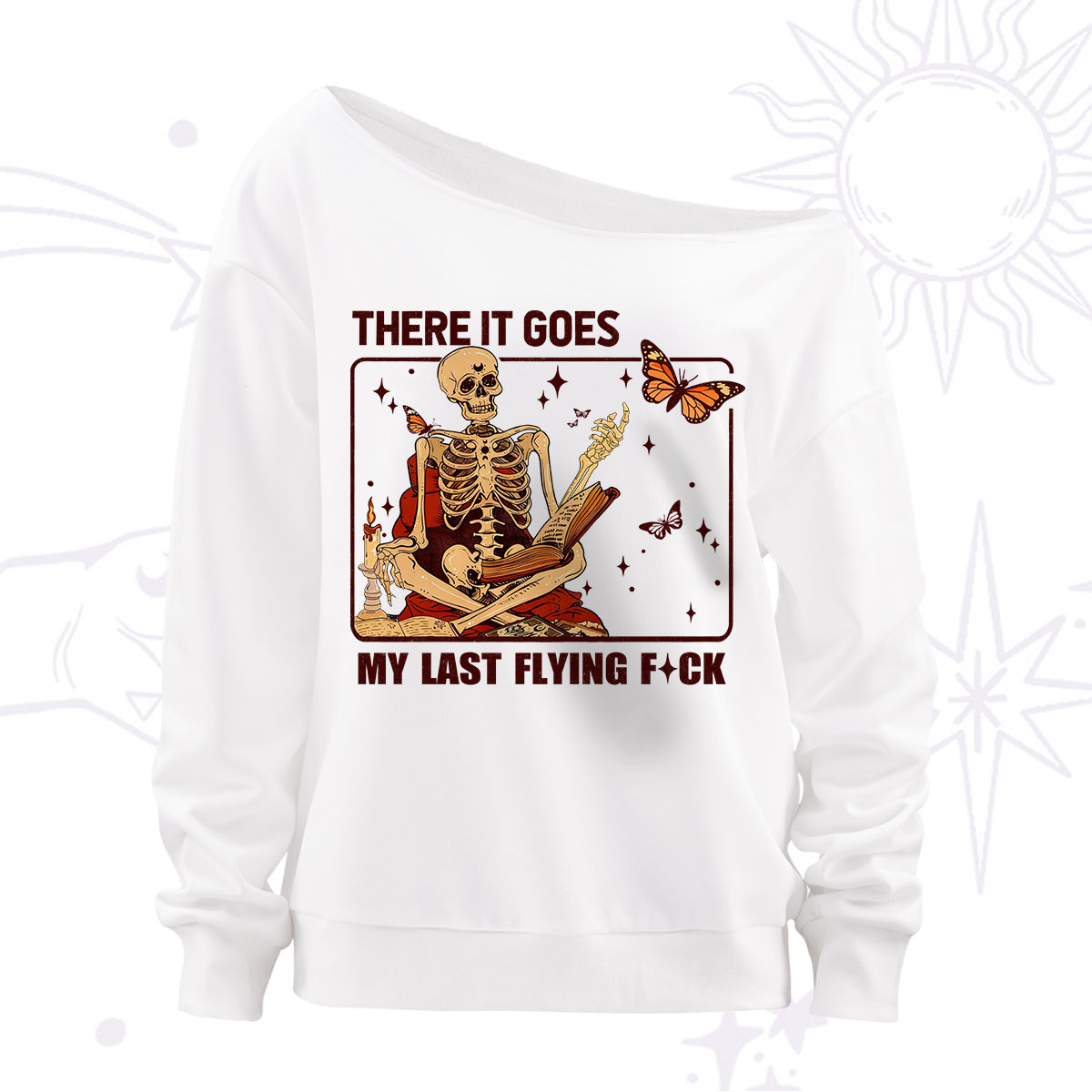 Purplehecate There It Goes My Last Flying F*ck Off The Shoulder Sweatshirt