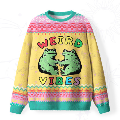 Purplehecate Weird Frog Vibes Fuzzy Ugly Sweatshirt