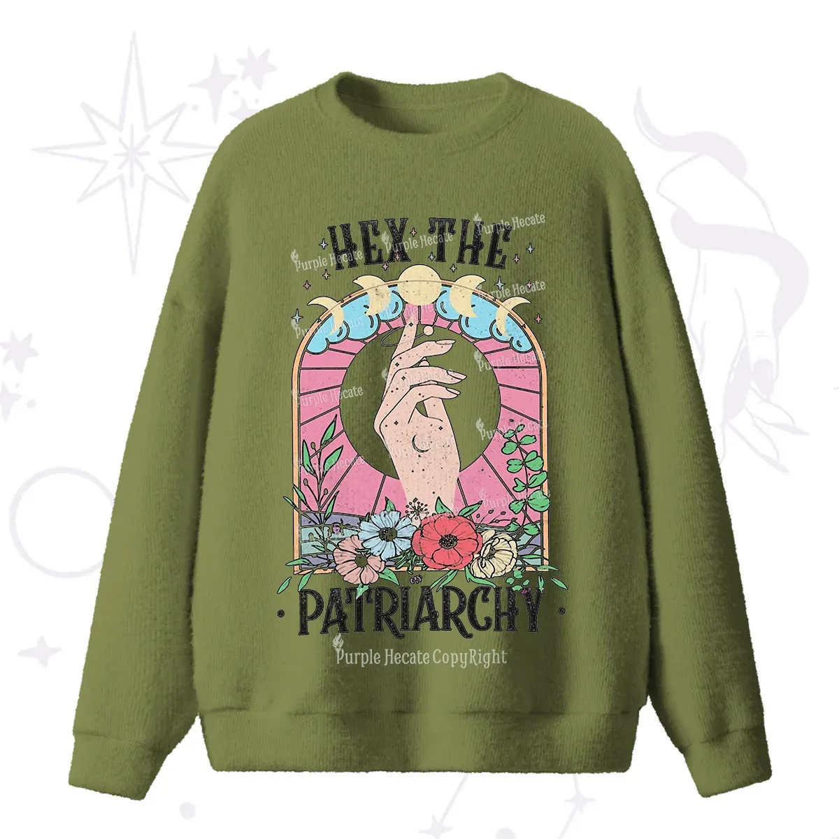 Purplehecate Hex The Patriarchy Fuzzy Ugly Sweater