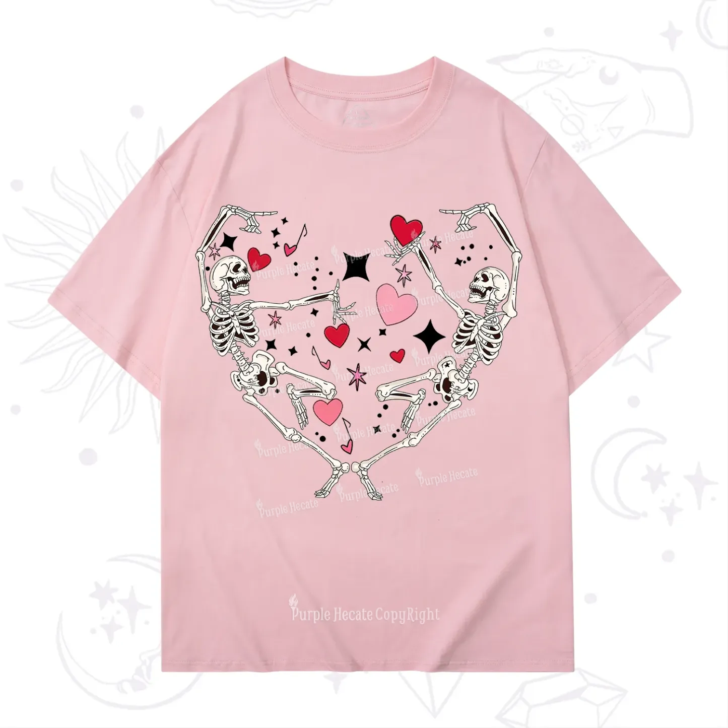 Purplehecate Skeleton Heart Lovers Valentine T-Shirt