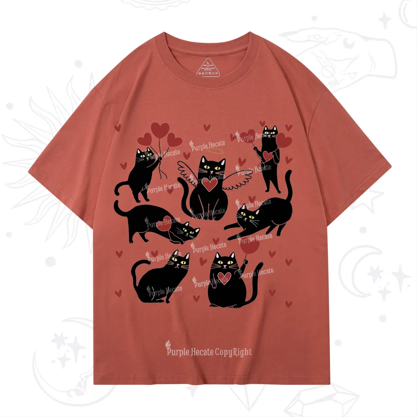Purplehecate Meowy Valentine's Romantic Cat Valentine T-Shirt