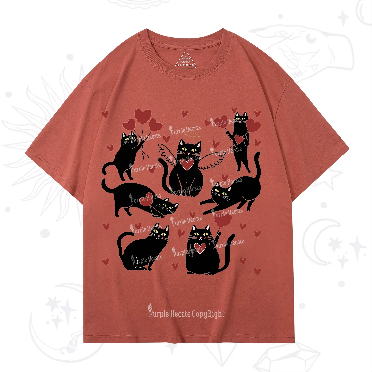 Purplehecate Meowy Valentine's Romantic Cat Valentine T-Shirt