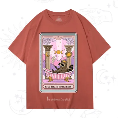 Purplehecate The High Priestess Raccoon Tarot T-Shirt