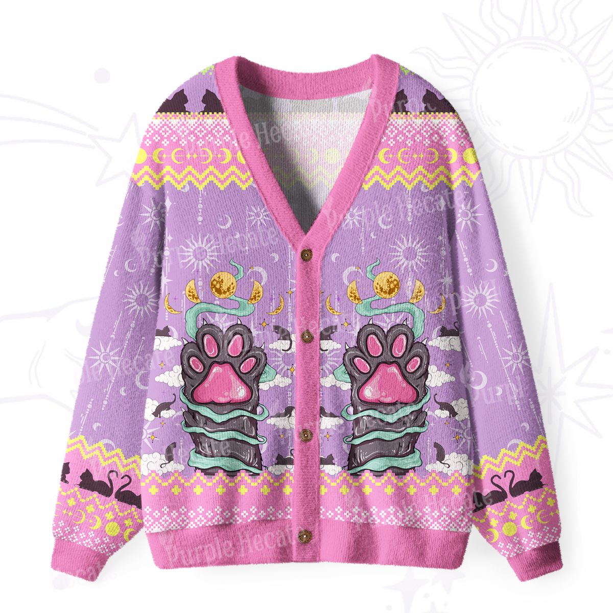 Purplehecate The Beans Cat Tarot Ugly Cardigan Sweaters