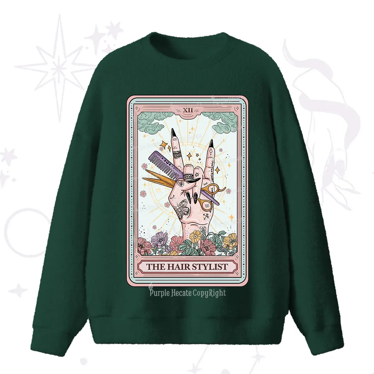 Purplehecate The Hair Stylist Tarot Fuzzy Ugly Sweater