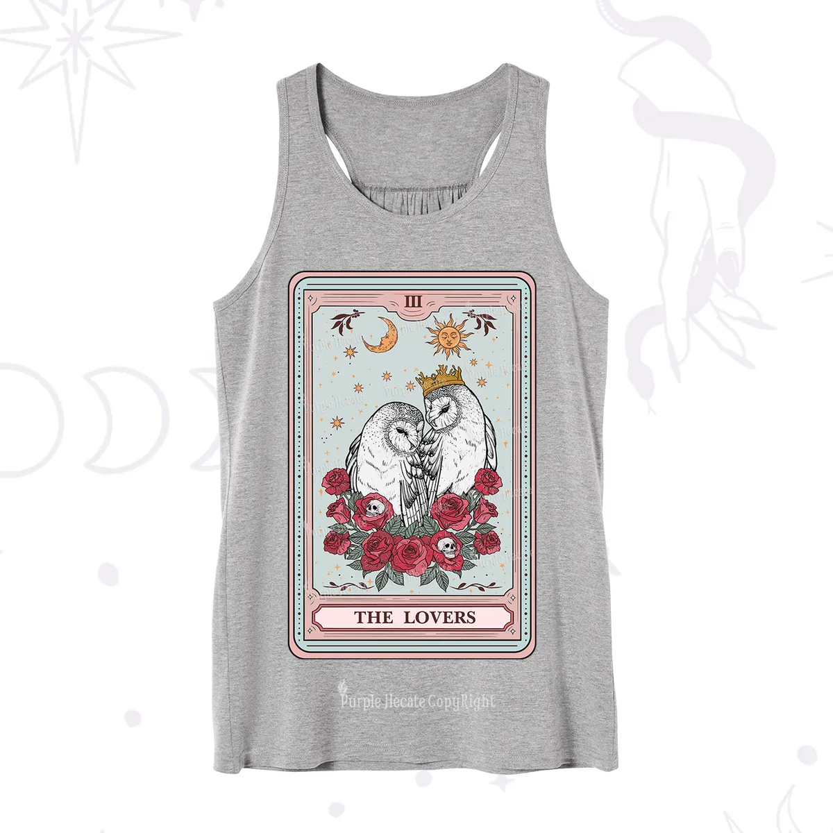 Purplehecate The Lovers Owls Tarot Card Tank