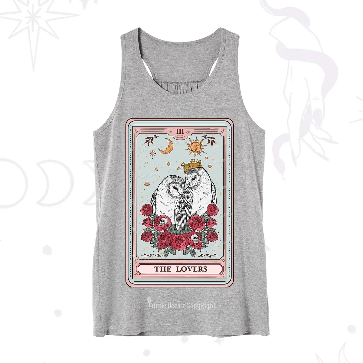 Purplehecate The Lovers Owls Tarot Card Tank