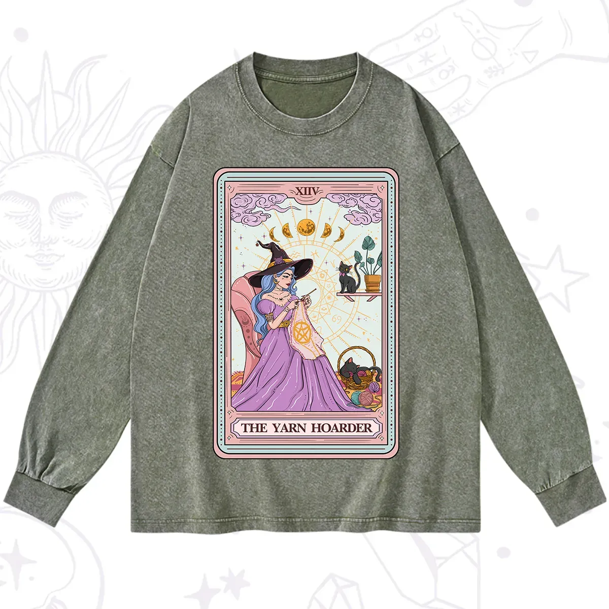 Purplehecate The Yarn Hoarder Tarot Washed Long Sleeve Shirt