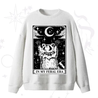 Purplehecate The In My Feral Era Oracle Card Fuzzy Ugly Sweater