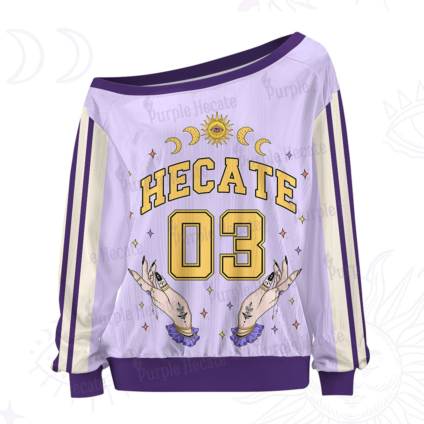 Purplehecate Hecate Moonlight Sorcery Off The Shoulder Graphic Jersey