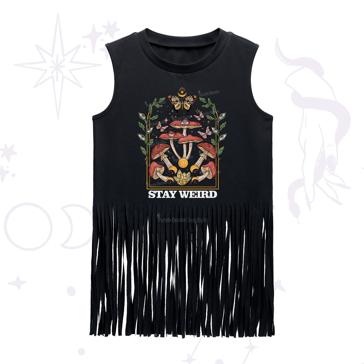 Purplehecate Stay Weird Fringe Tank Top