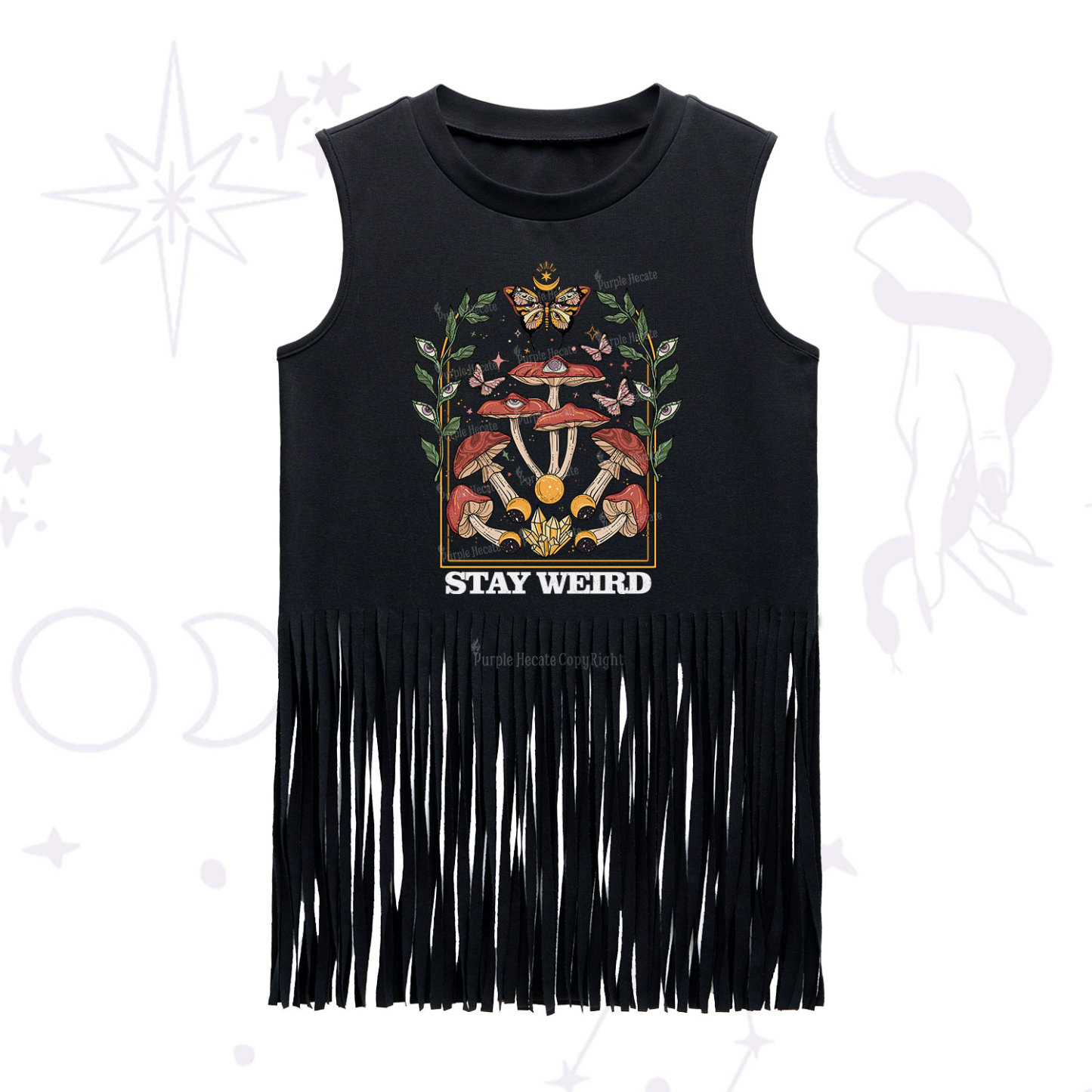 Purplehecate Stay Weird Fringe Tank Top