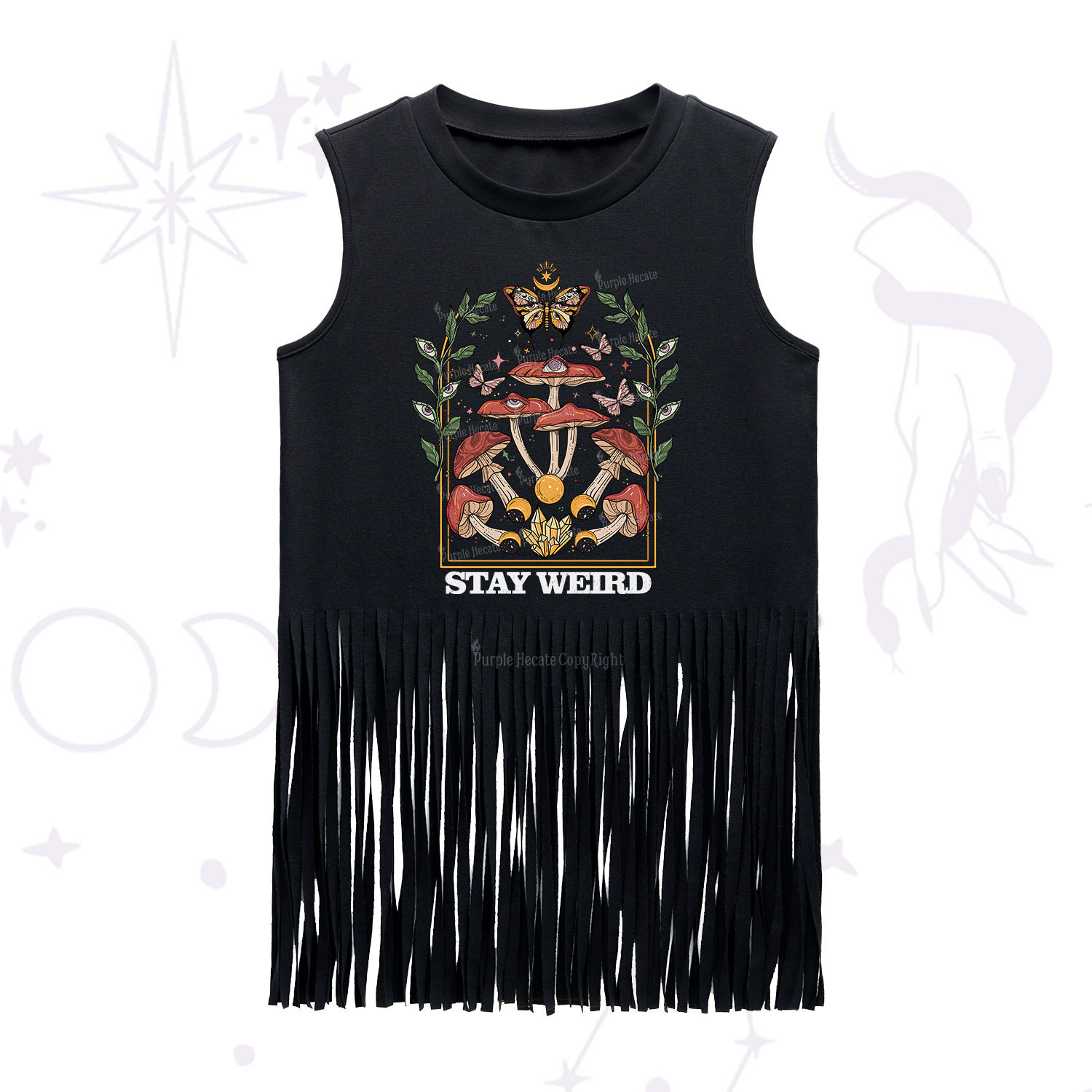 Purplehecate Stay Weird Fringe Tank Top
