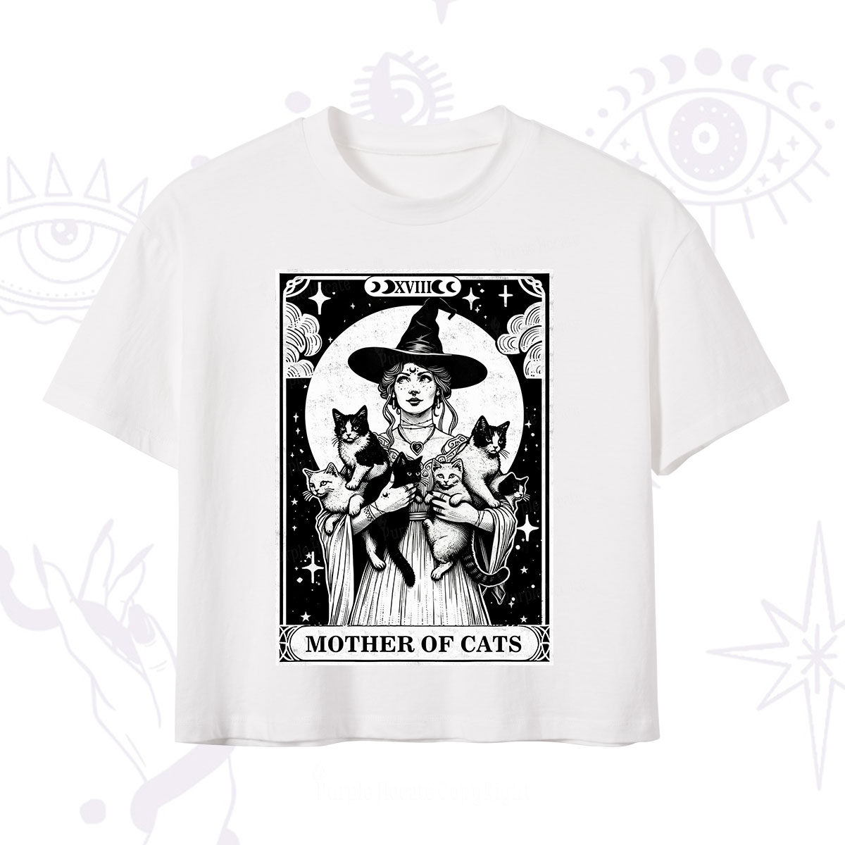 Purplehecate The Mother of Cats Tarot Crop T-Shirt