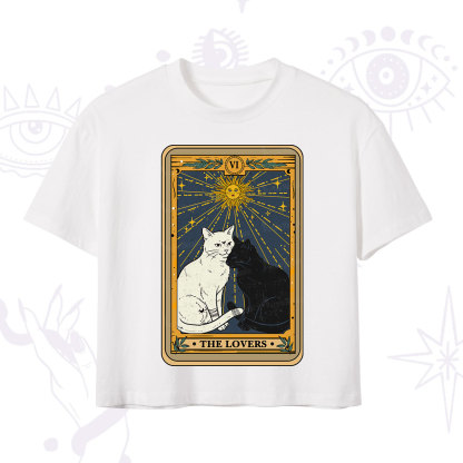 Purplehecate The Lovers Cat Tarot Card Crop T-Shirt