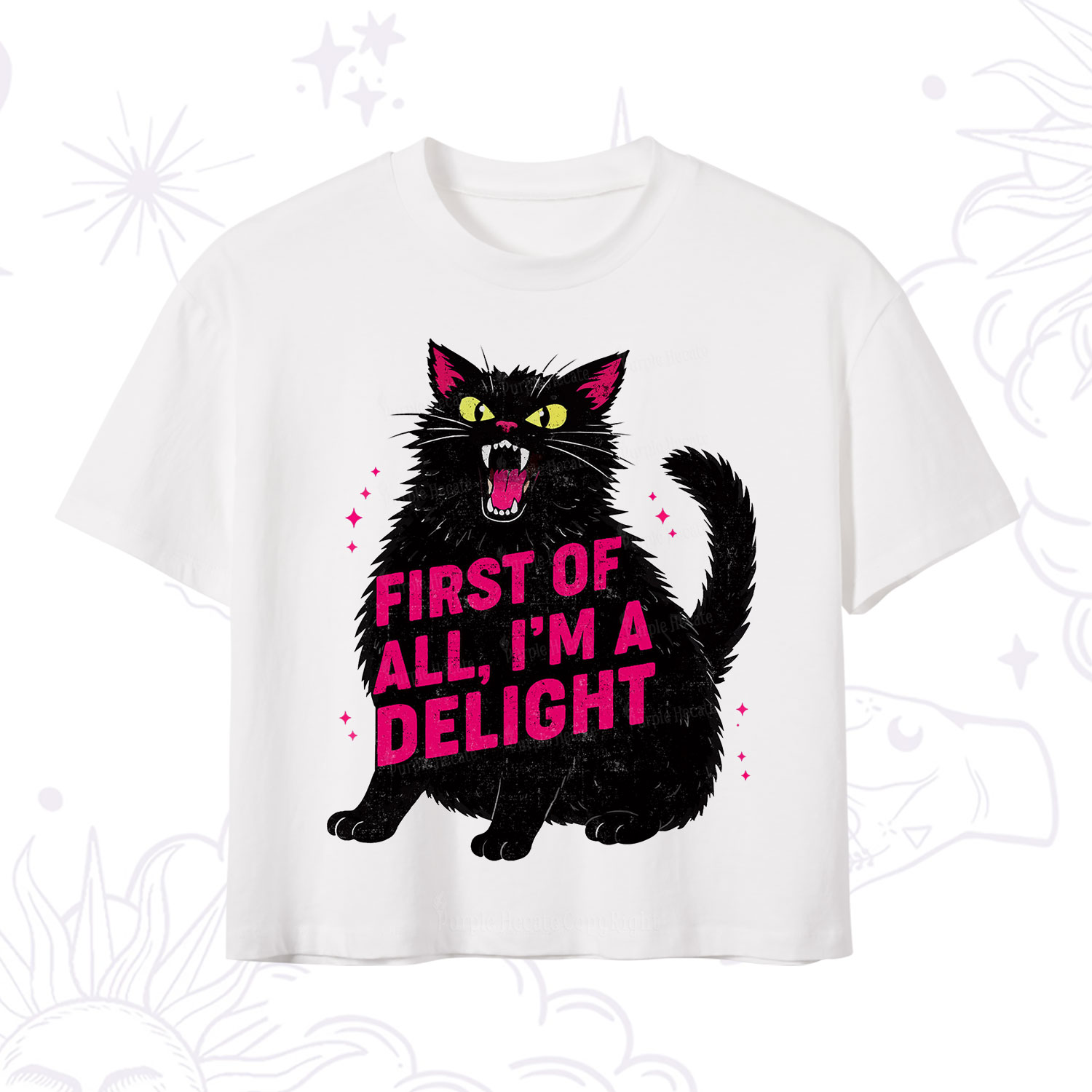 Purplehecate First Of All I'm A Delight Cat Crop T-Shirt