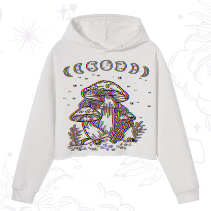 Purplehecate Mushroom and Moon Crop Hoodie