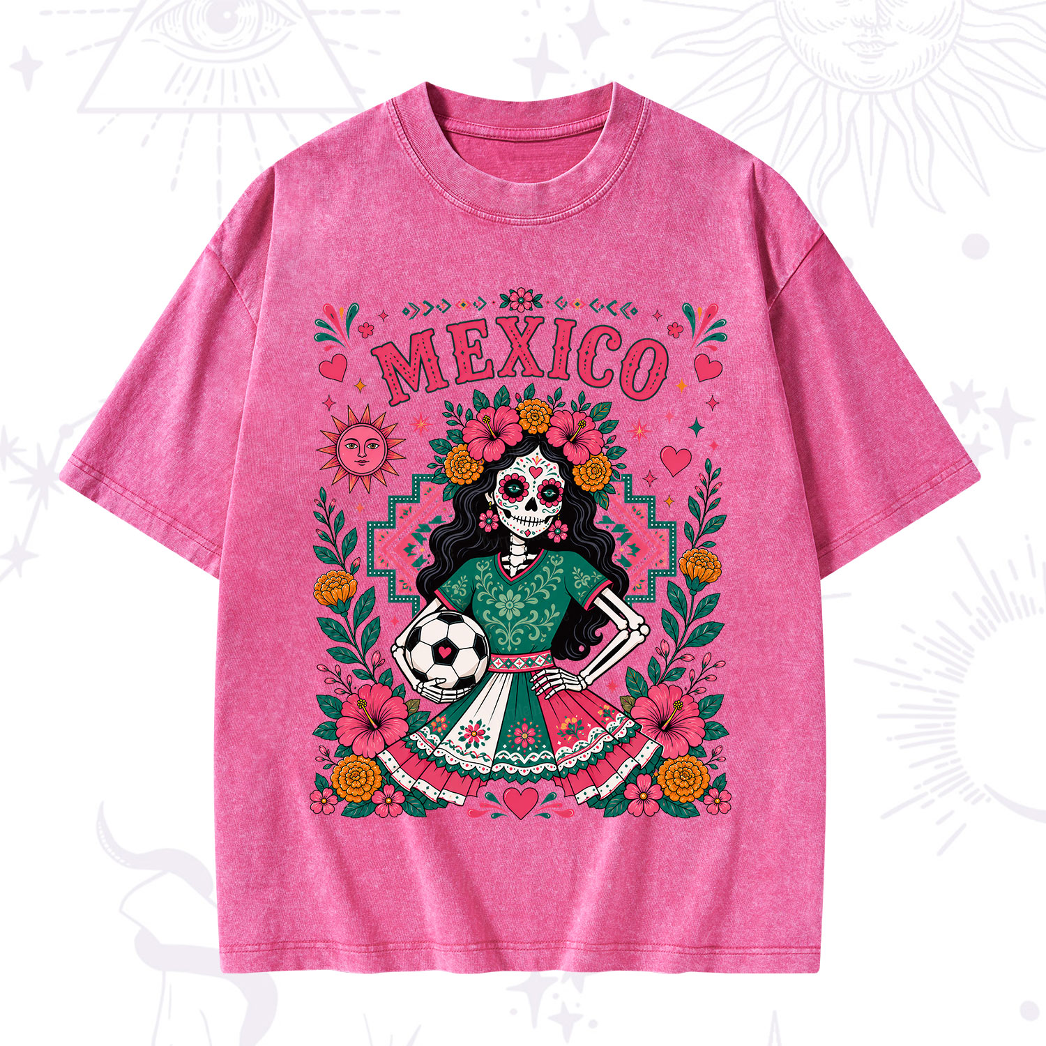 Purplehecate Mexico Day of the Dead Soccer Washed T-Shirt