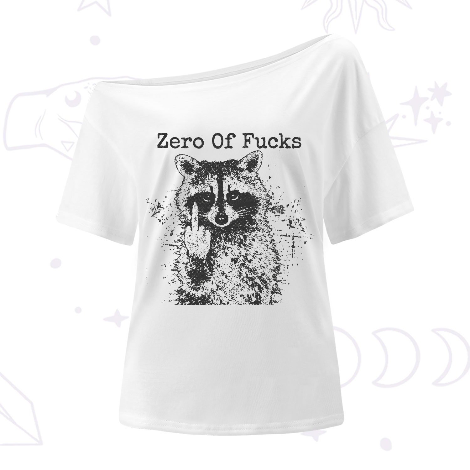 Purplehecate Zero Of Fucks Raccoon One Shoulder T-Shirt