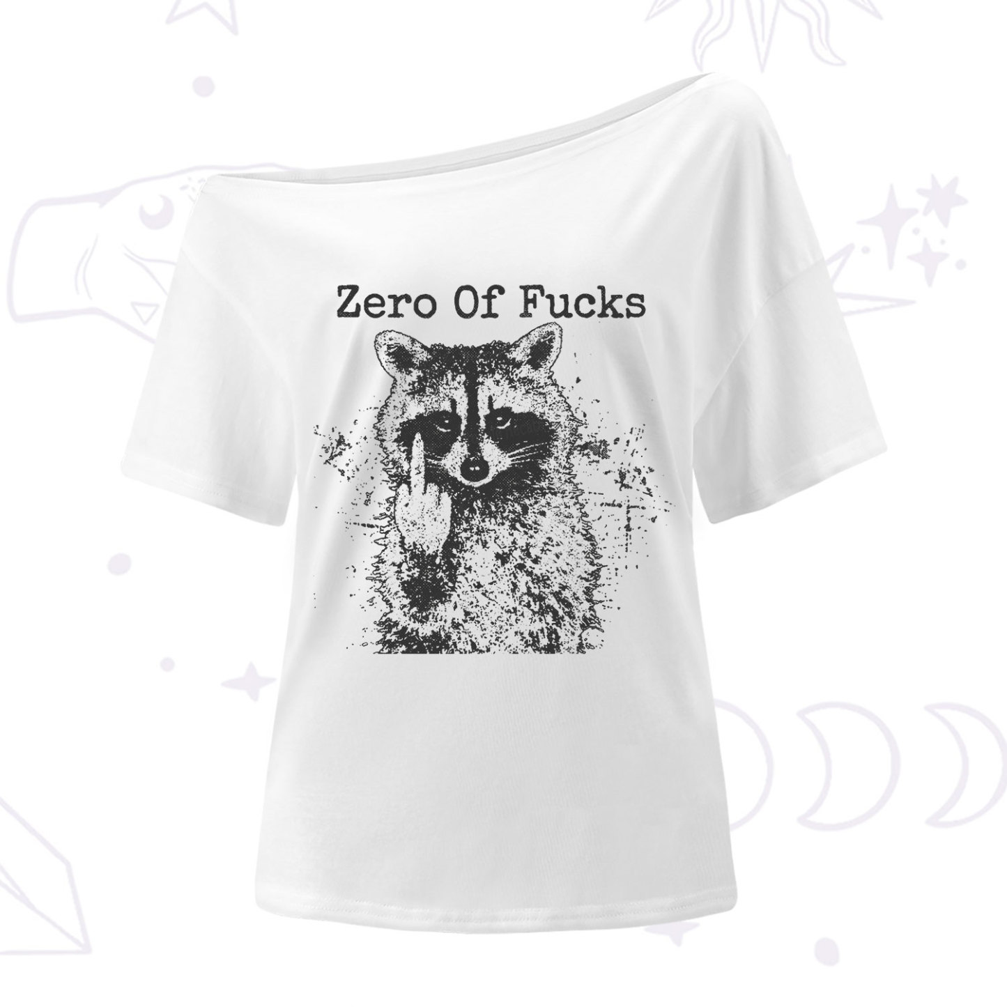 Purplehecate Zero Of Fucks Raccoon One Shoulder T-Shirt