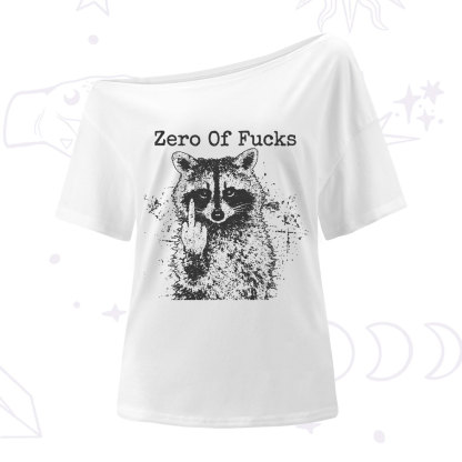 Purplehecate Zero Of Fucks Raccoon One Shoulder T-Shirt