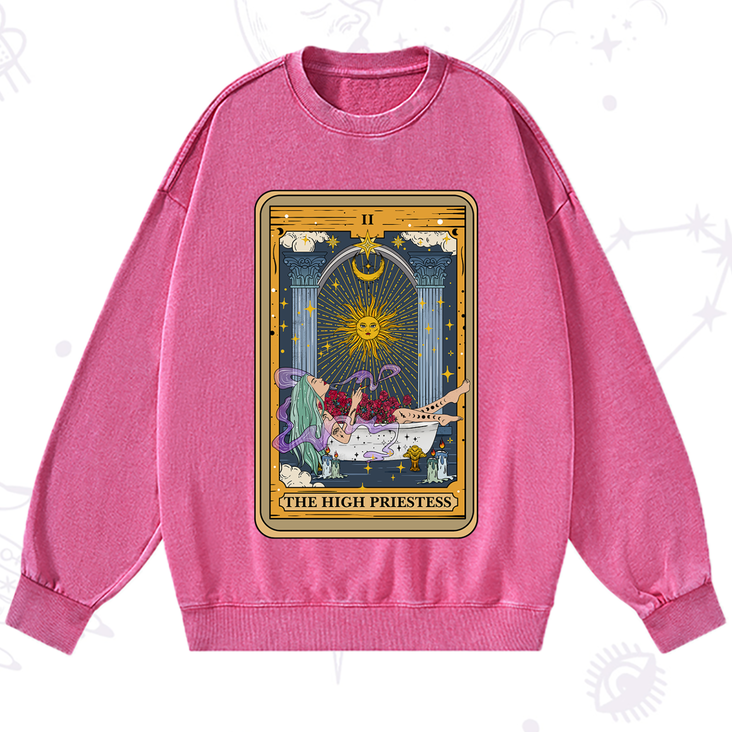 Purplehecate The High Priestess Tarot Card Washed Sweatshirt
