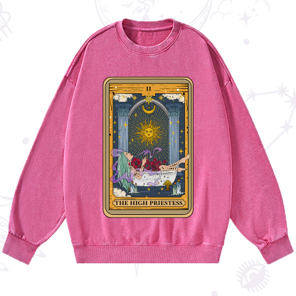 Purplehecate The High Priestess Tarot Card Washed Sweatshirt