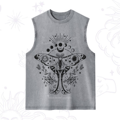 Purplehecate Moonlit Celestial Moth Washed Tank