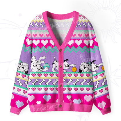 Purplehecate Dalmatian Playtime Ugly Cardigan Sweaters