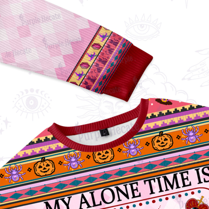 Purplehecate My Alone Time Is For Everyone's Safety Ugly Halloween Sweatshirts