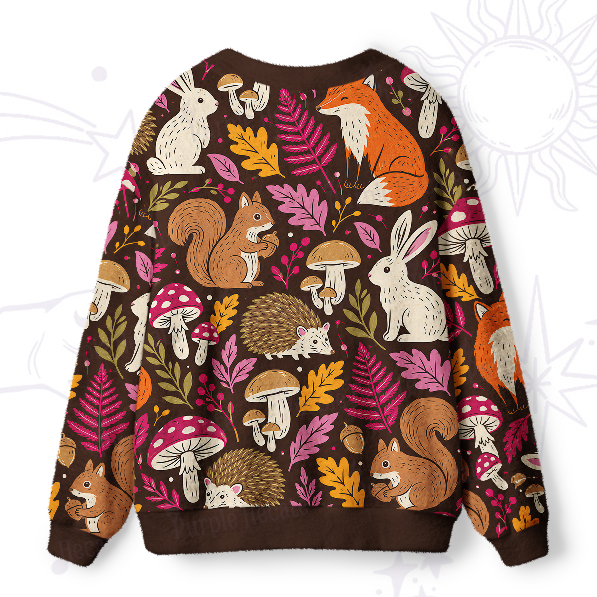 Purplehecate Autumn Forest Critters Ugly Cardigan Sweaters