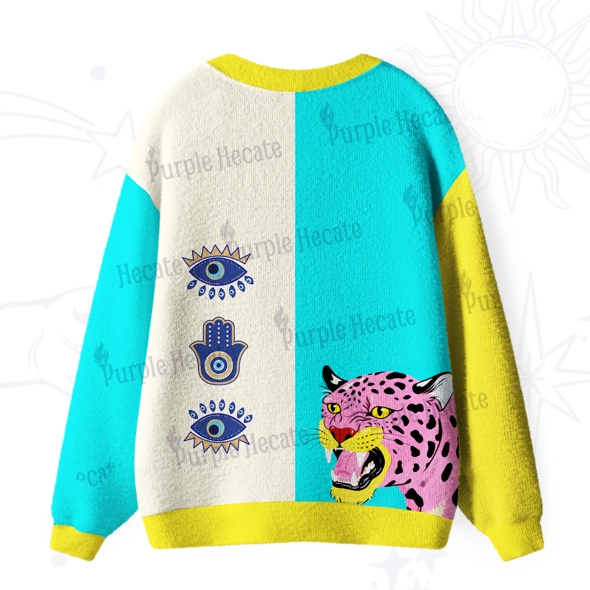 Purplehecate Savage Leopard Evil Eye Ugly Cardigan Sweaters