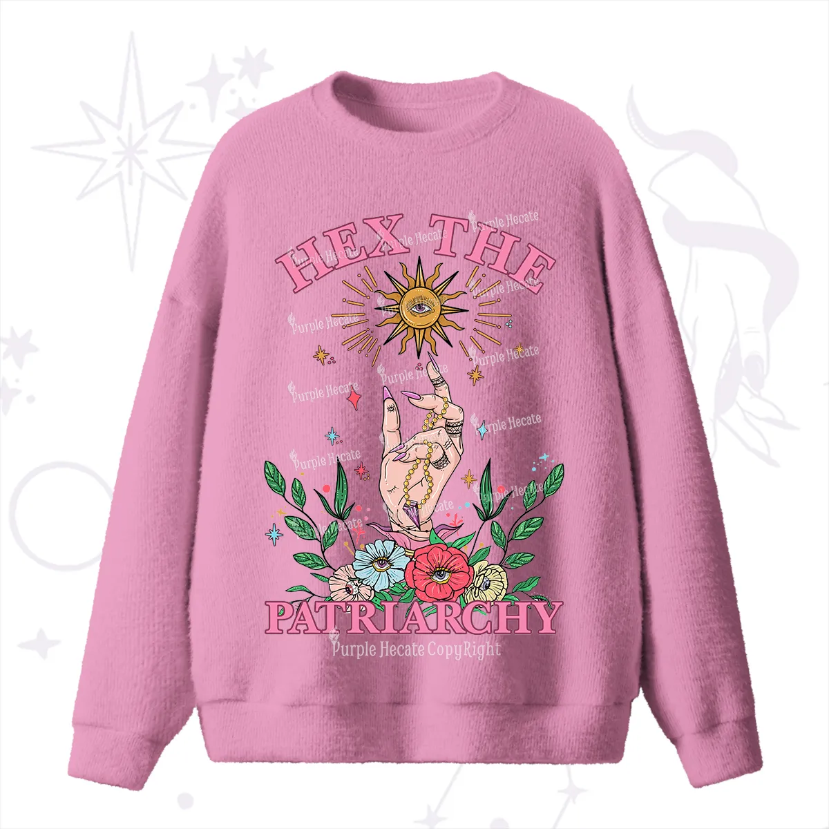 Purplehecate Hex The Patriarchy Witchy Fuzzy Ugly Sweater