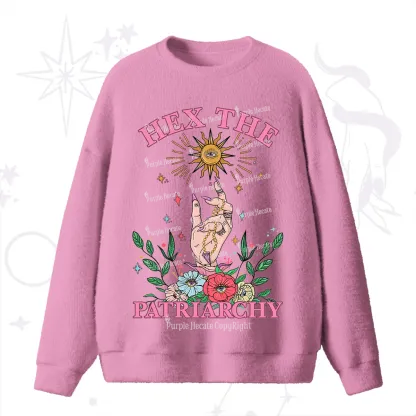 Purplehecate Hex The Patriarchy Witchy Fuzzy Ugly Sweater
