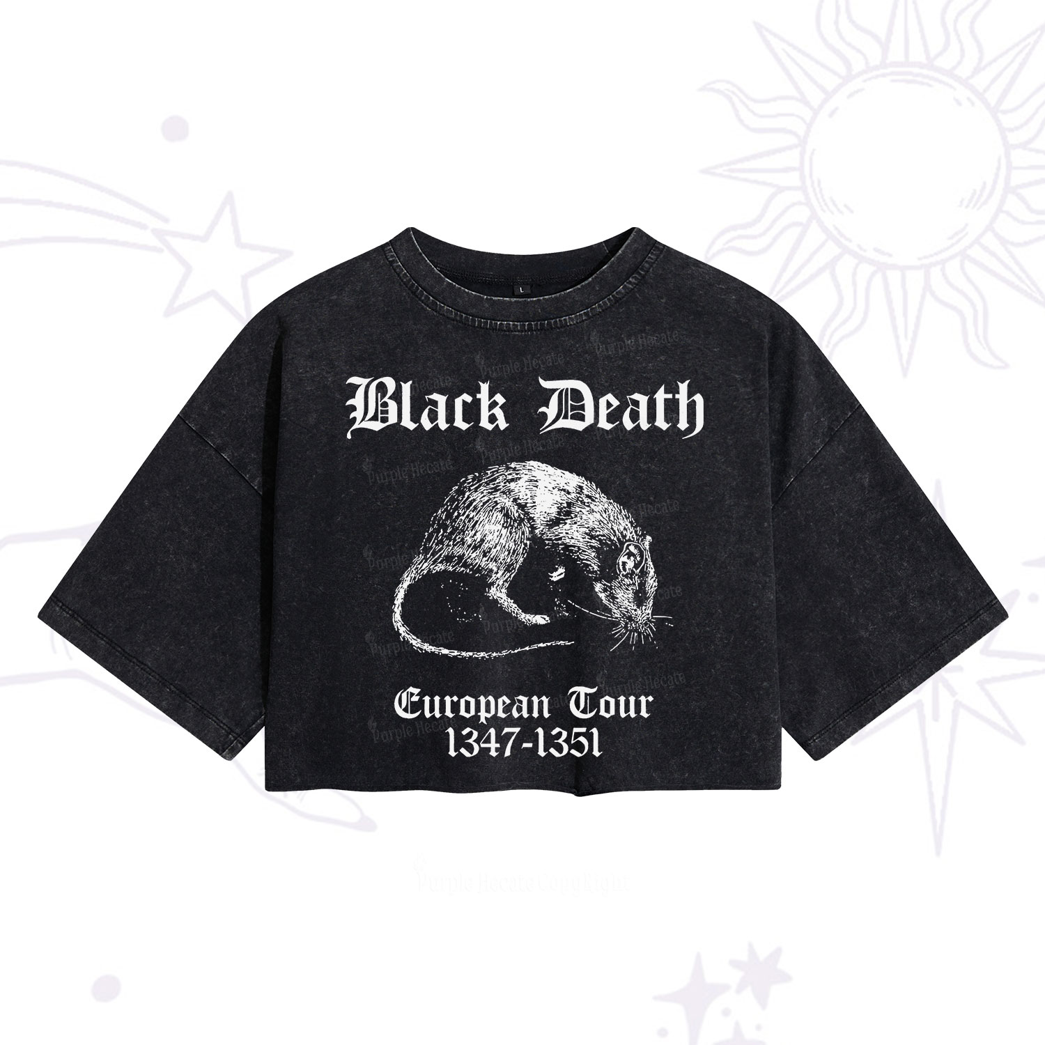 Purplehecate Black Death European Tour Washed Cropped T-Shirt
