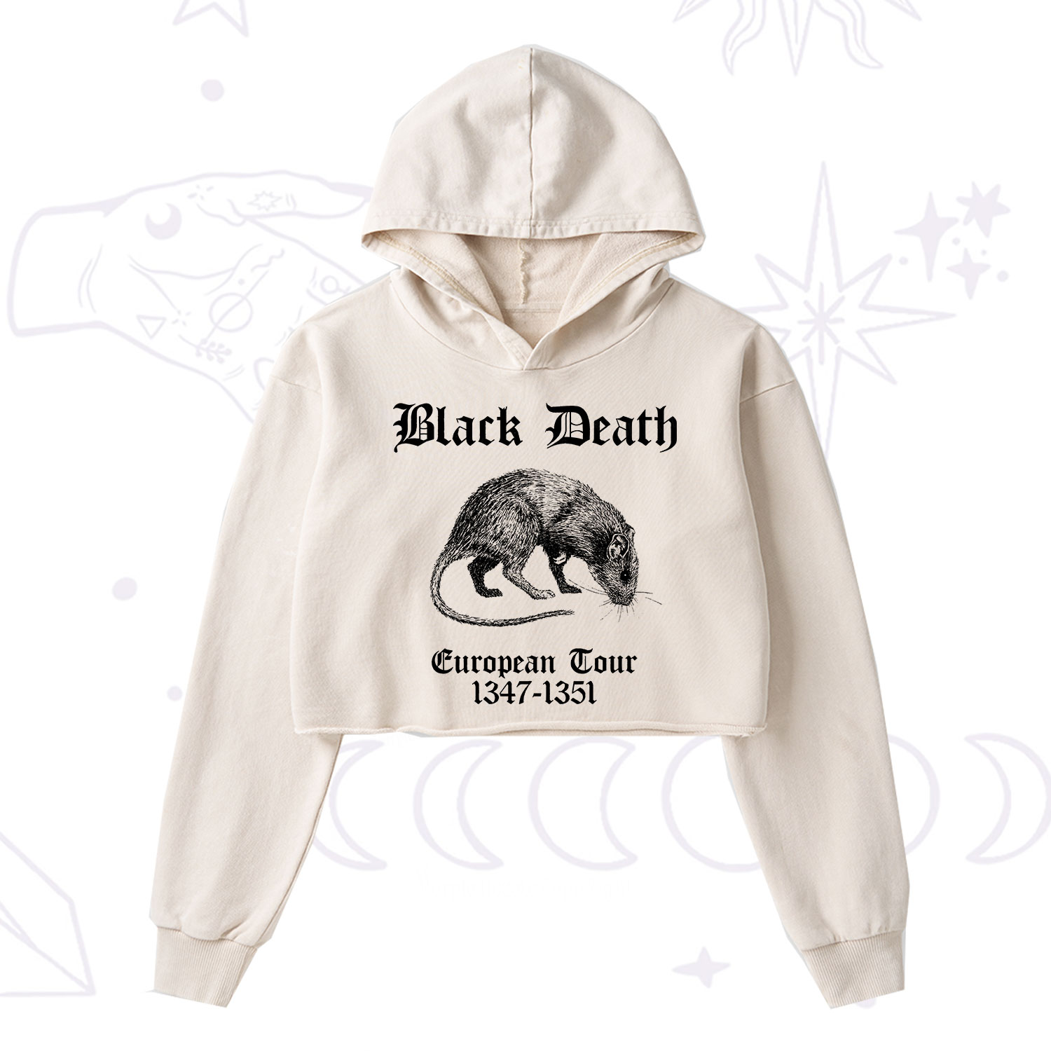 Purplehecate Black Death European Tour Washed Cropped Hoodie