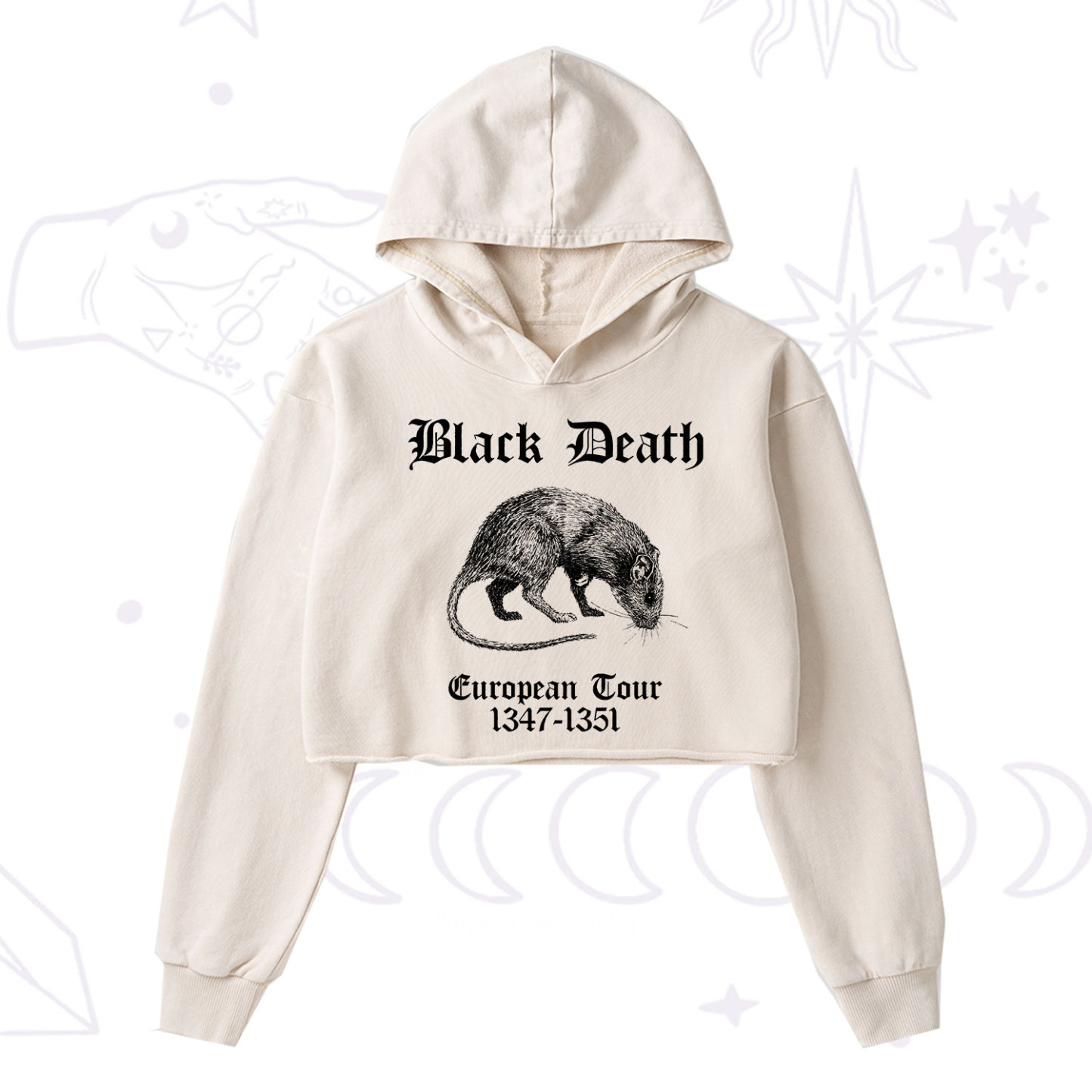 Purplehecate Black Death European Tour Washed Cropped Hoodie