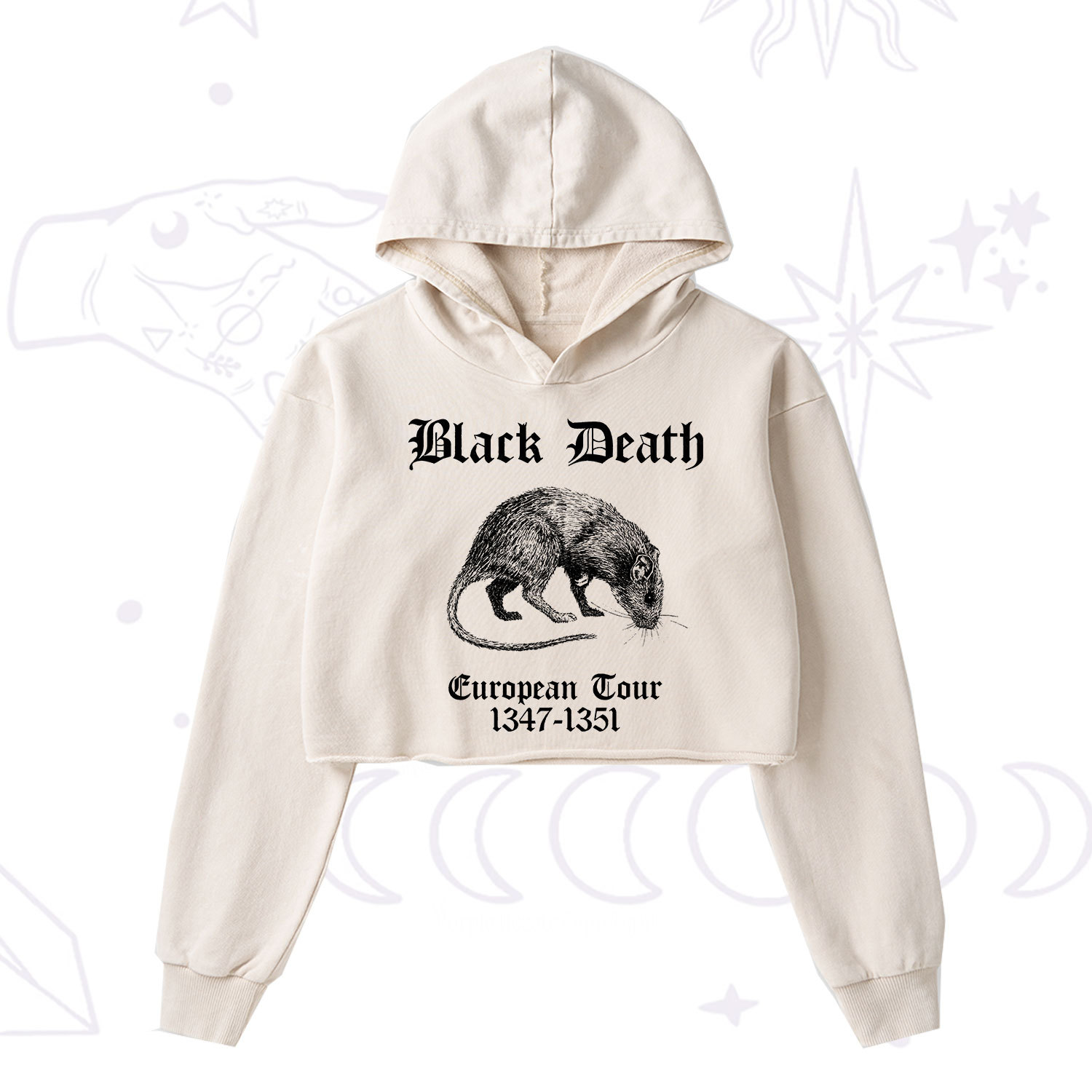 Purplehecate Black Death European Tour Washed Cropped Hoodie